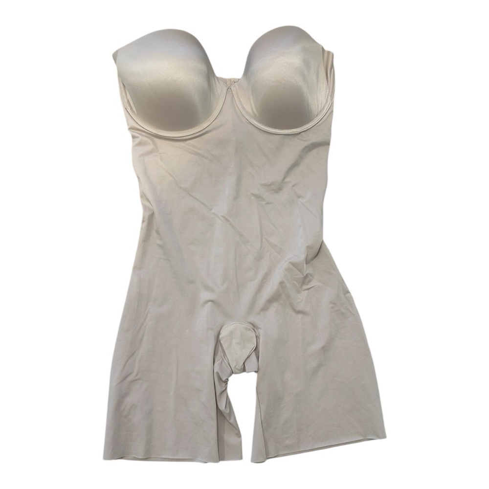 SPANX Shapewear Size XL Suit Your Fancy Beige Strapless Mid-Thigh Bodysuit Beige